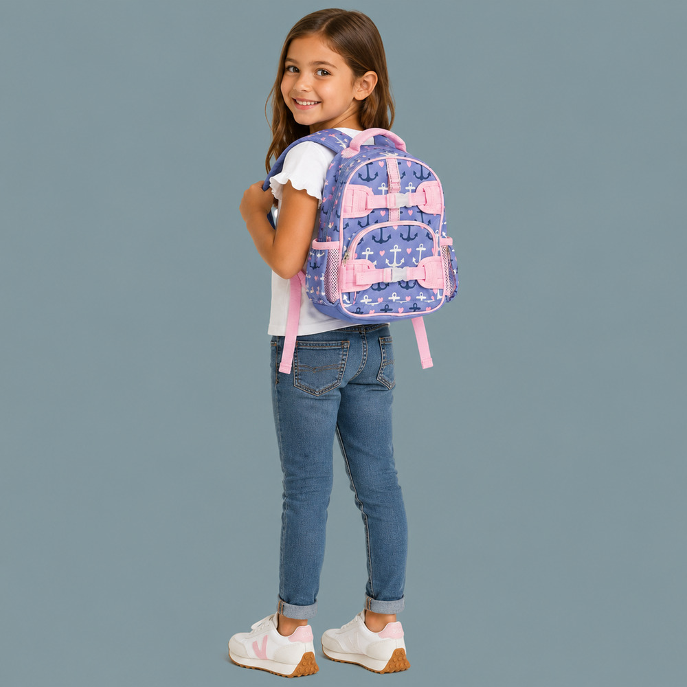 Pottery Barn Kids Mackenzie Anchor Print Purple Pink Mini Small Kids Backpack